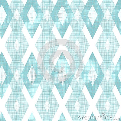 Pastel blue fabric ikat diamond seamless pattern Vector Illustration