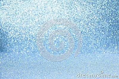Pastel blue glittering christmas lights. Stock Photo