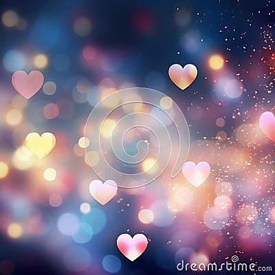 Pastel Bokeh Hearts on Pastel Background Stock Photo