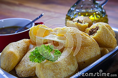 Pastel, Brazilian snack, Traditional Brazilian Stock Photo