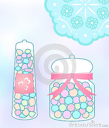 Pastel candy jar Vector Illustration