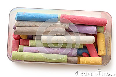 Pastel chalks in box Stock Photo