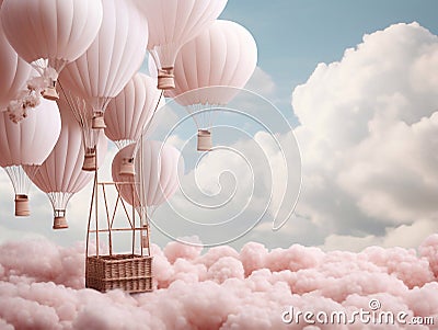 Pastel color Hot air balloon clouds in the sky Stock Photo