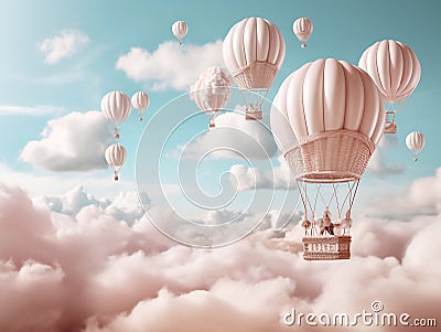 Pastel color Hot air balloon clouds in the sky Stock Photo
