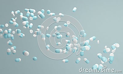 Pastel color medicine capsule background, 3d rendering Stock Photo