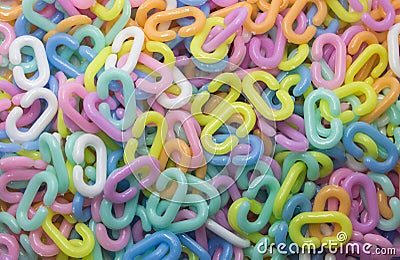 Pastel color of plastic chains texture. Abstract background Stock Photo