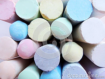 pastel-colored chalks seen from above Stock Photo