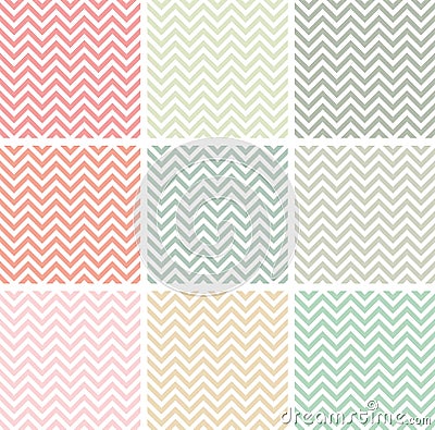 Pastel colored chevron patterns Vector Illustration