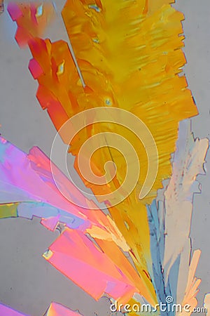 Pastel colored Crystals of salicylic acid Stock Photo