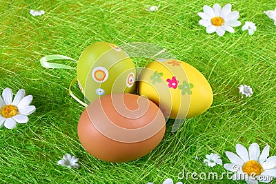 Pastel and colored Easter eggs Stock Photo