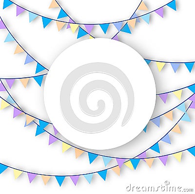 Pastel colored garland celebration background with copy space Stock Photo