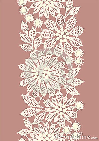 Pastel Colored Lace. Vertical Seamless Pattern. Vector Illustration
