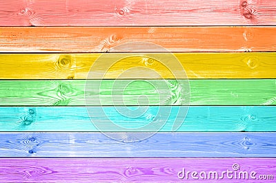 Pastel colorful rainbow painted wood planks Stock Photo