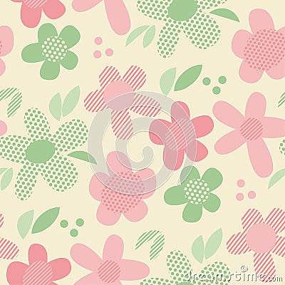Pastel colors geometric floral seamless pattern. Vector Illustration
