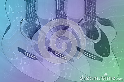 Pastel Colors with guitars and Music Stock Photo