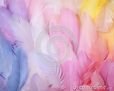 Pastel colour feather abstract background. Cartoon Illustration