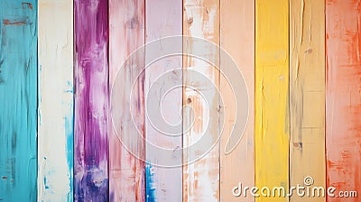 Pastel colourful painted wooden texture background. Light colour palette. Generative AI Stock Photo