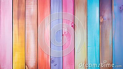 Pastel colourful painted wooden texture background. Light colour palette. Generative AI Stock Photo