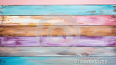 Pastel colourful painted wooden texture background. Light colour palette. Generative AI Stock Photo