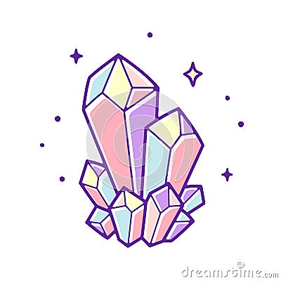 Pastel crystal gems Vector Illustration