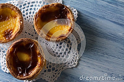 Pastel de Belem (Pastel de nata) Portuguese egg tart pastry Stock Photo