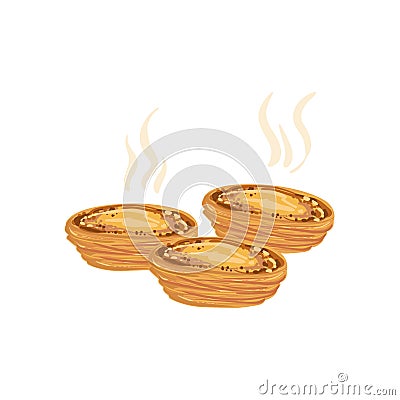 Pastel De Nata Egg Tart Portuguese Famous Symbol Vector Illustration