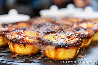 Pastel de Nata or pastel de BelÃ©m, a Portuguese egg custard tart pastry Stock Photo