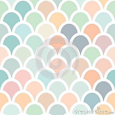 Pastel fish scale pattern, geometric texture, colorful vector repeat Vector Illustration