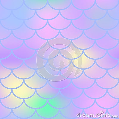 Pastel fish scale seamless pattern. Magic Mermaid texture or background square swatch. Stock Photo