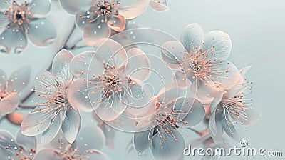 pastel flowers, radiating an ethereal glow and symbolizing renewal and hope against a transparent background. Stock Photo