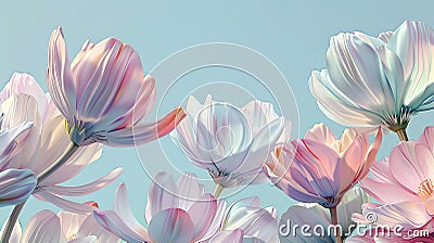 pastel flowers, radiating an ethereal glow and symbolizing renewal and hope against a transparent background. Stock Photo