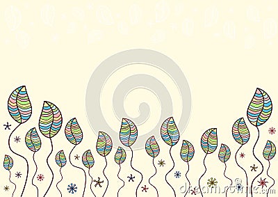 Pastel Foliage with seeds Vector Illustration