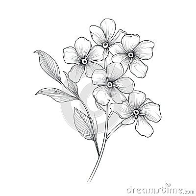 pastel Forget Me Not flower ai generated Cartoon Illustration