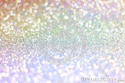 Pastel glitter background, lens bokeh effect, colorful spot backdrop, blur bubble banner. Stock Photo