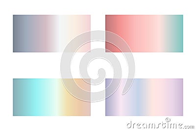 Pastel gradation set. Vector shiny soft gradient collection for ribbon, border, frame, label design Vector Illustration