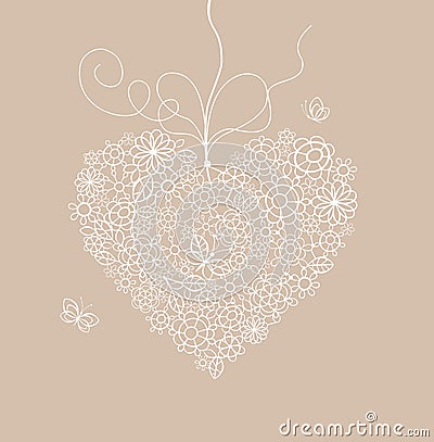 Pastel greeting card with lacy heart Vector Illustration