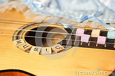 pastel guitar sugarcubes alphabet music beautiful Stock Photo