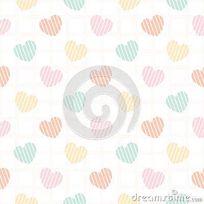 Pastel heart seamless pattern background Vector Illustration