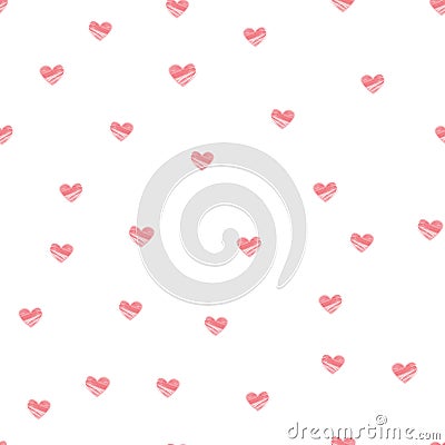 Pastel Heart Seamless Pattern on White Background - Vector Vector Illustration