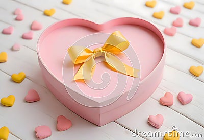 Pastel Heart Shaped Gift Boxes, Generative AI Stock Photo