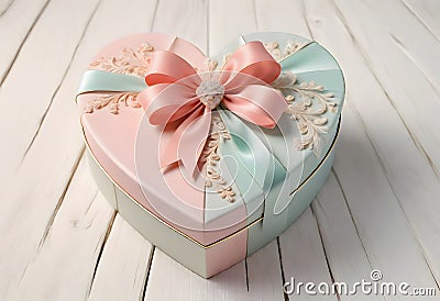 Pastel Heart Shaped Gift Boxes, Generative AI Stock Photo