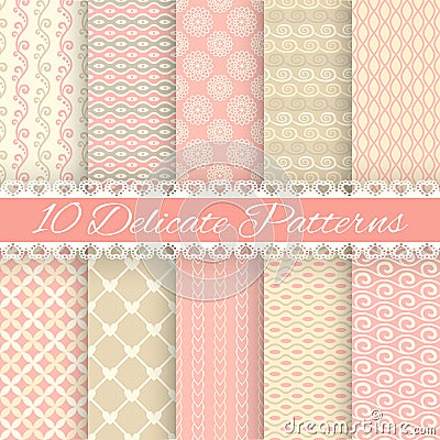 Pastel loving wedding vector seamless patterns Vector Illustration