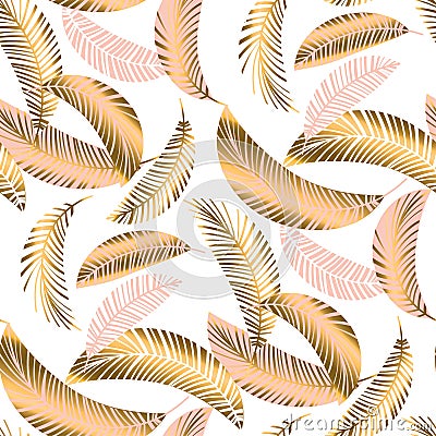 Pastel luxury exotic seamless pattern with palm leaves Vector Illustration