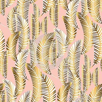 Pastel luxury exotic seamless pattern with palm leaves Vector Illustration