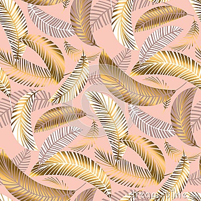 Pastel luxury exotic seamless pattern with palm leaves Vector Illustration