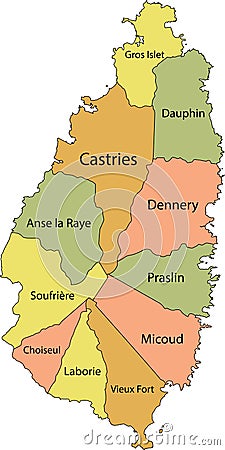 Pastel map of Saint Lucia Vector Illustration