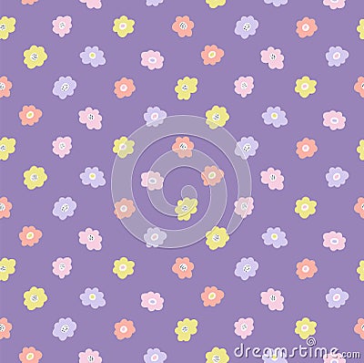 Pastel meadow flowers floral seamless pattern Vector Illustration