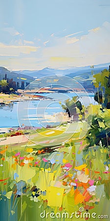 Pastel Painting Of Lake By Cai Mcshanes - Colorful Compositions Stock Photo