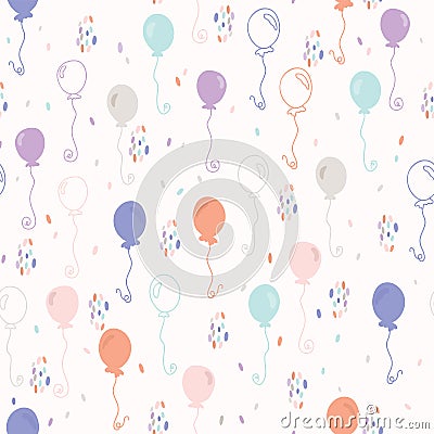 Pastel Party Balloon Vector Pattern Vector Illustration