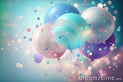 Pastel party balloons. Generative Ai Stock Photo